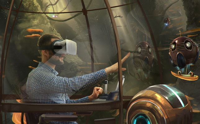 This rendering demonstrates what the VR lab experience looks like for the user